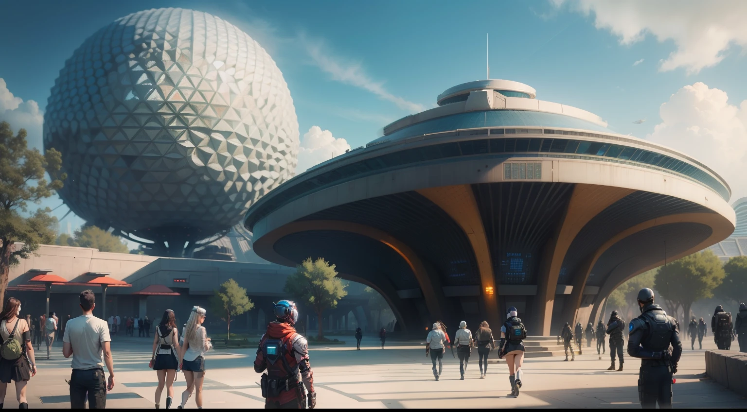 cyberpunked epcot top-quality masterpiece 超A high resolution Sci-fi Giant Structures