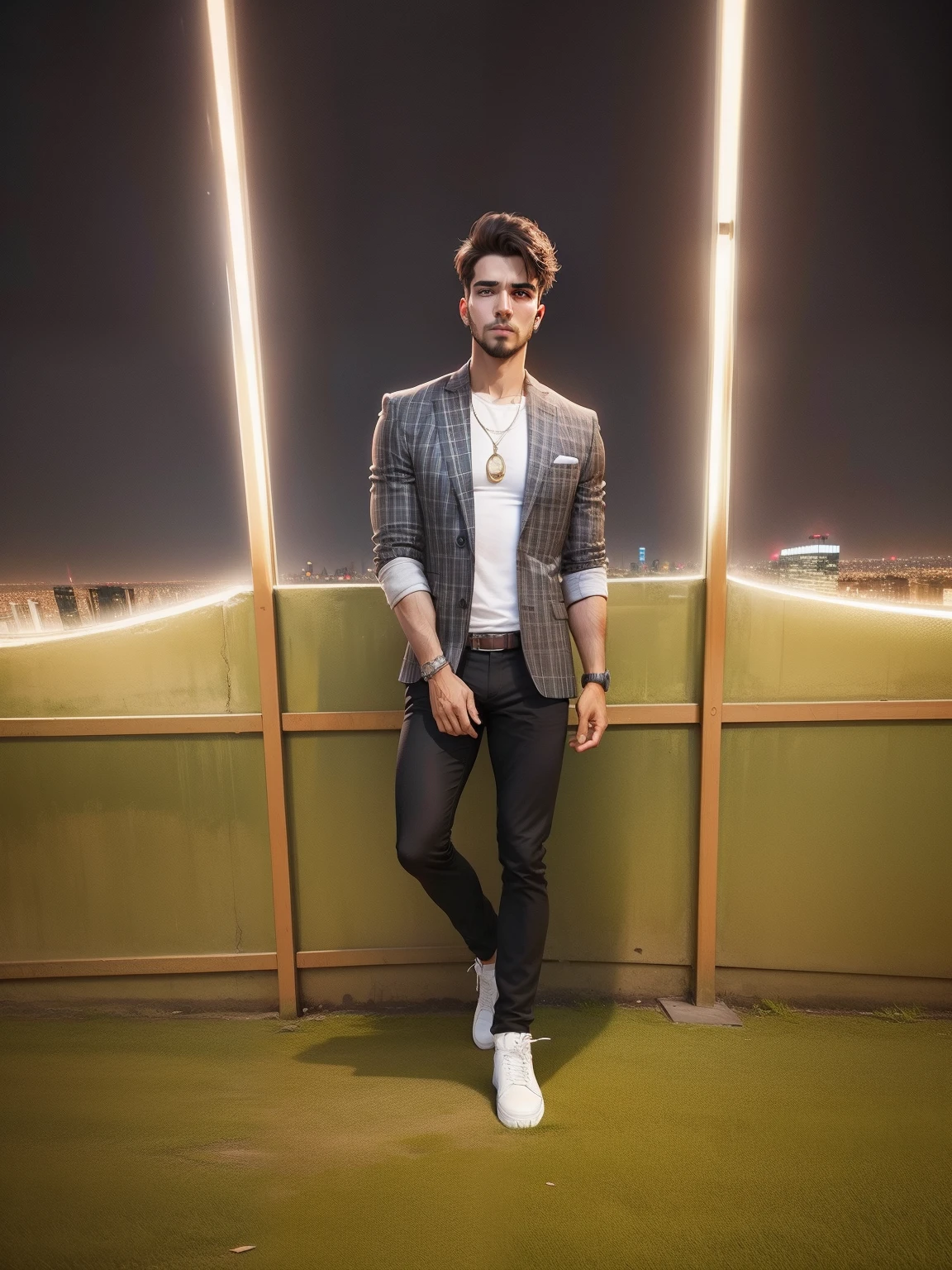 Handsome guy change background city background realistic