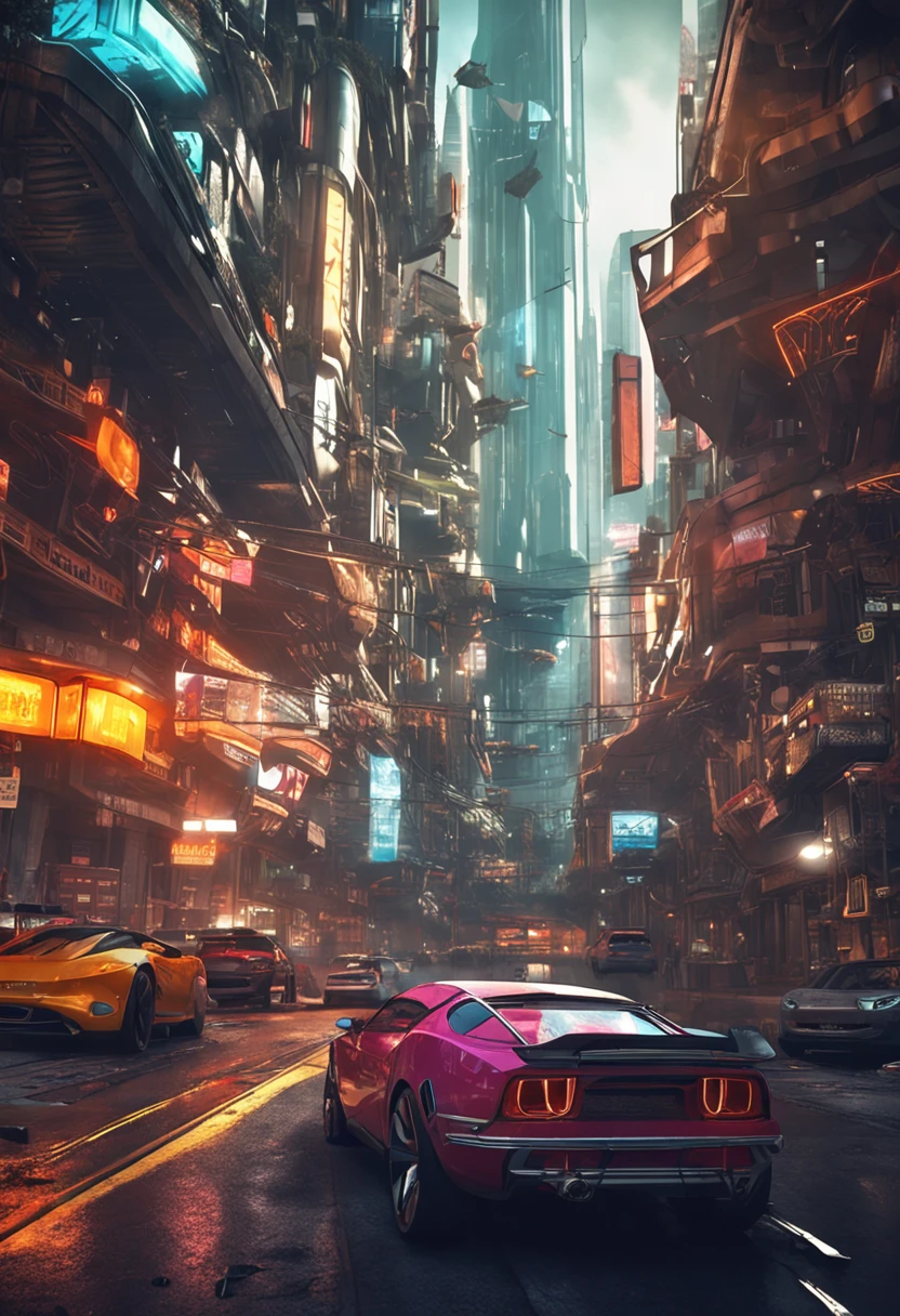 beautiful and futuristic city, it is the perfect city, the cars are beautiful, and all the streets are clean