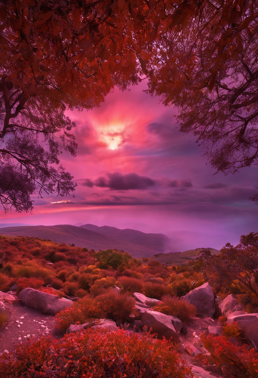 atardecer multicolor naranjo morado