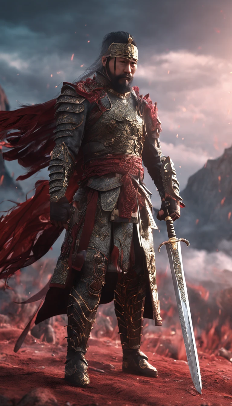 (Outstanding、Professional、Surreal)、Detailed sword, Longsword, Duan Ping, Metallic texture, Lying on the ground