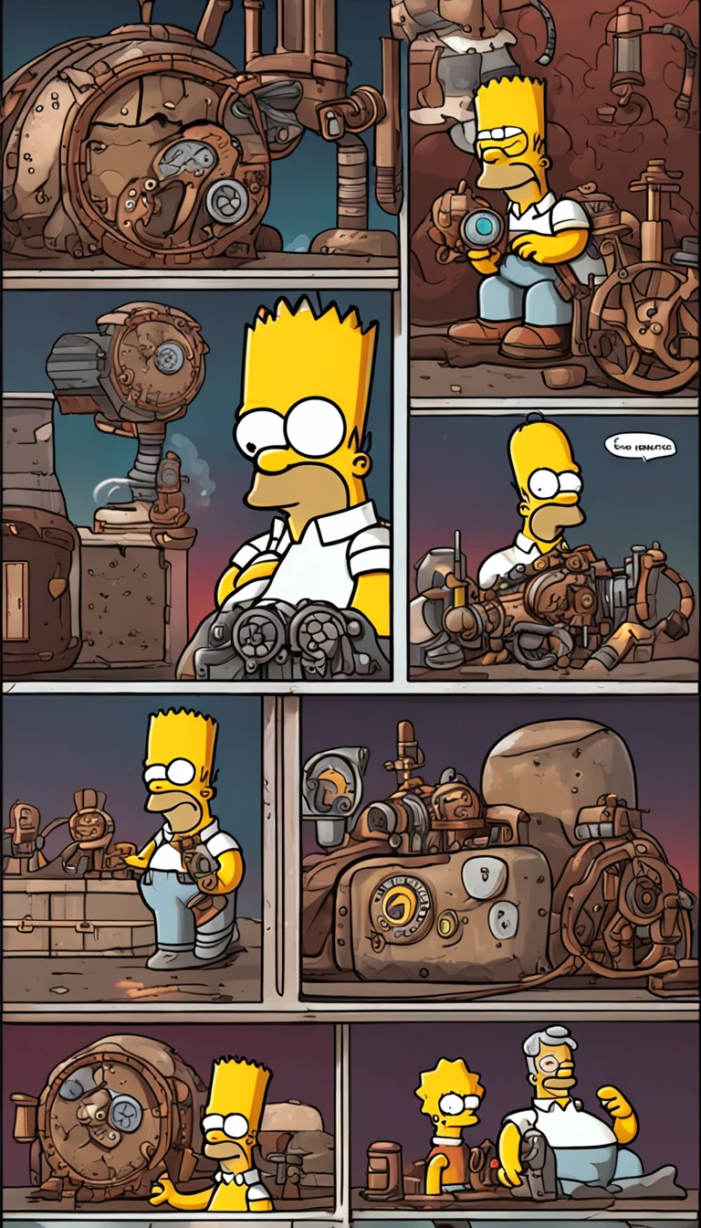 Os simpsons em estilo Steam Punk