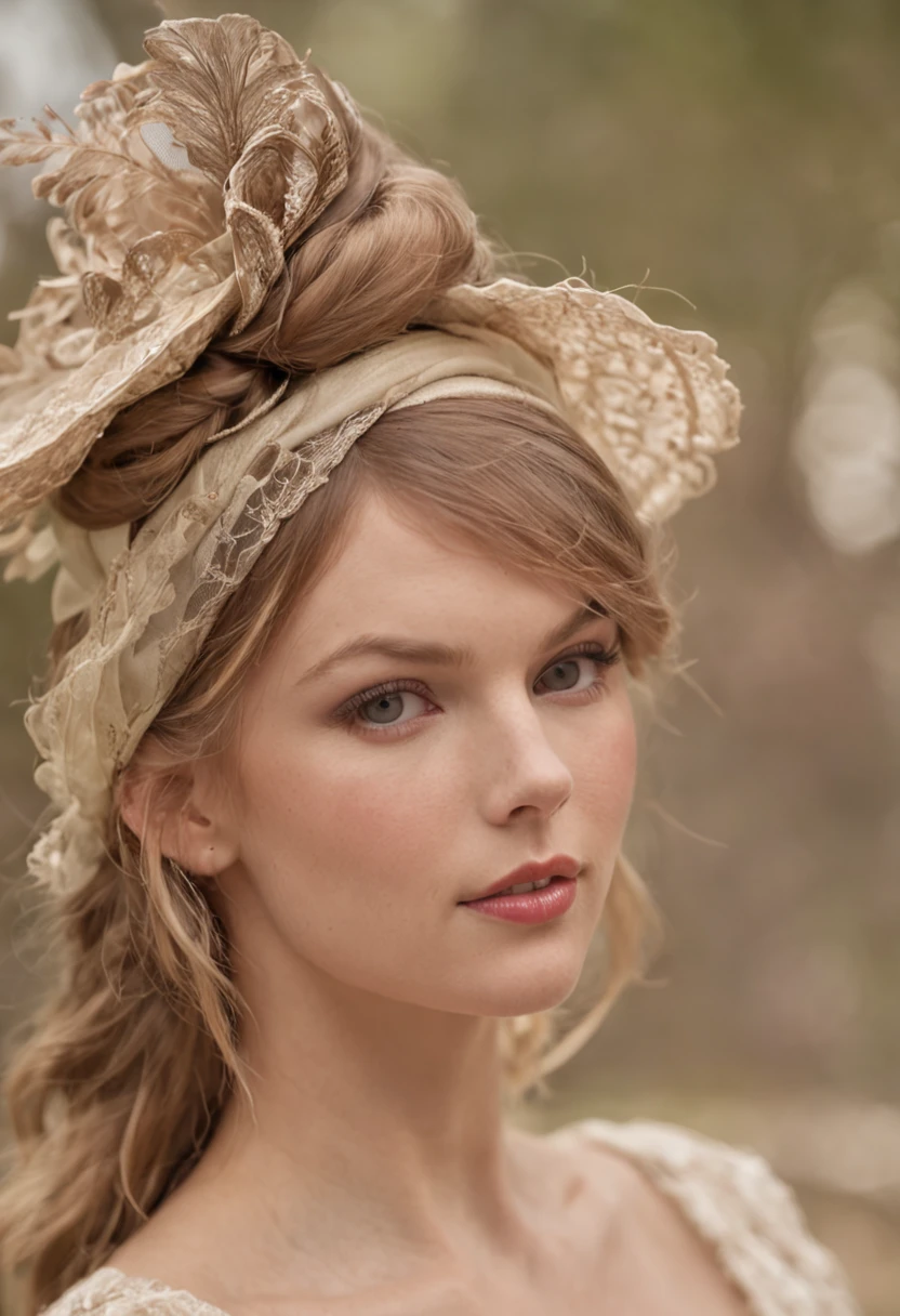 Taylor Swift, wearing a stylish hat.