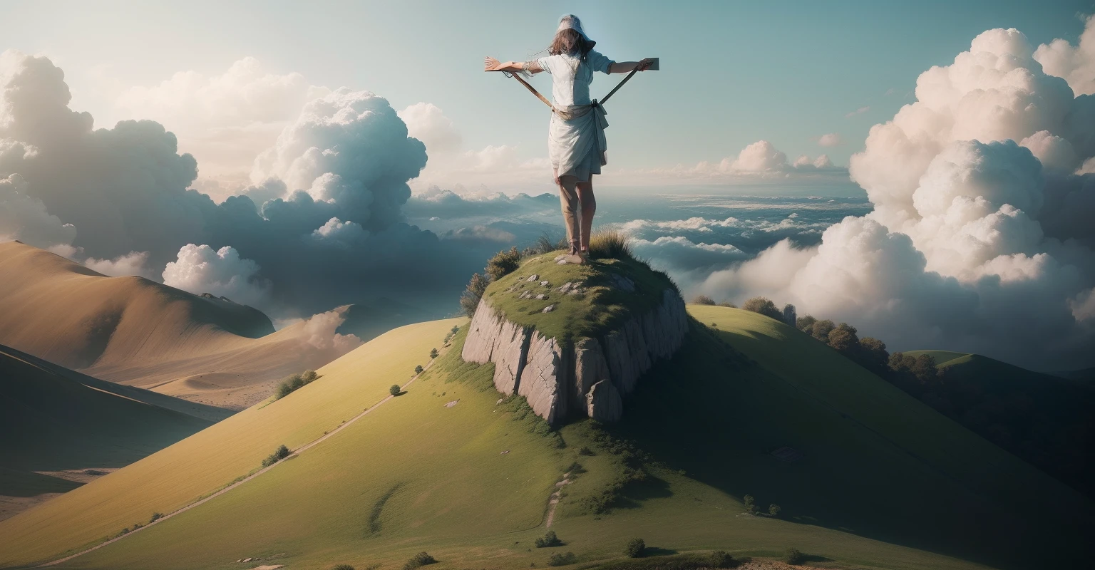 Fill the selected part with sky and clouds