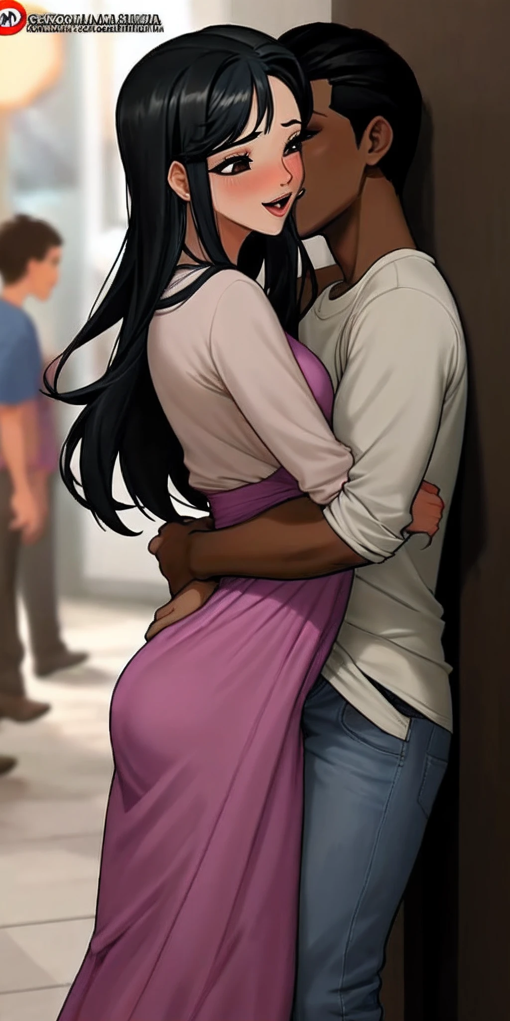 Peituda negra com roupa casual sex