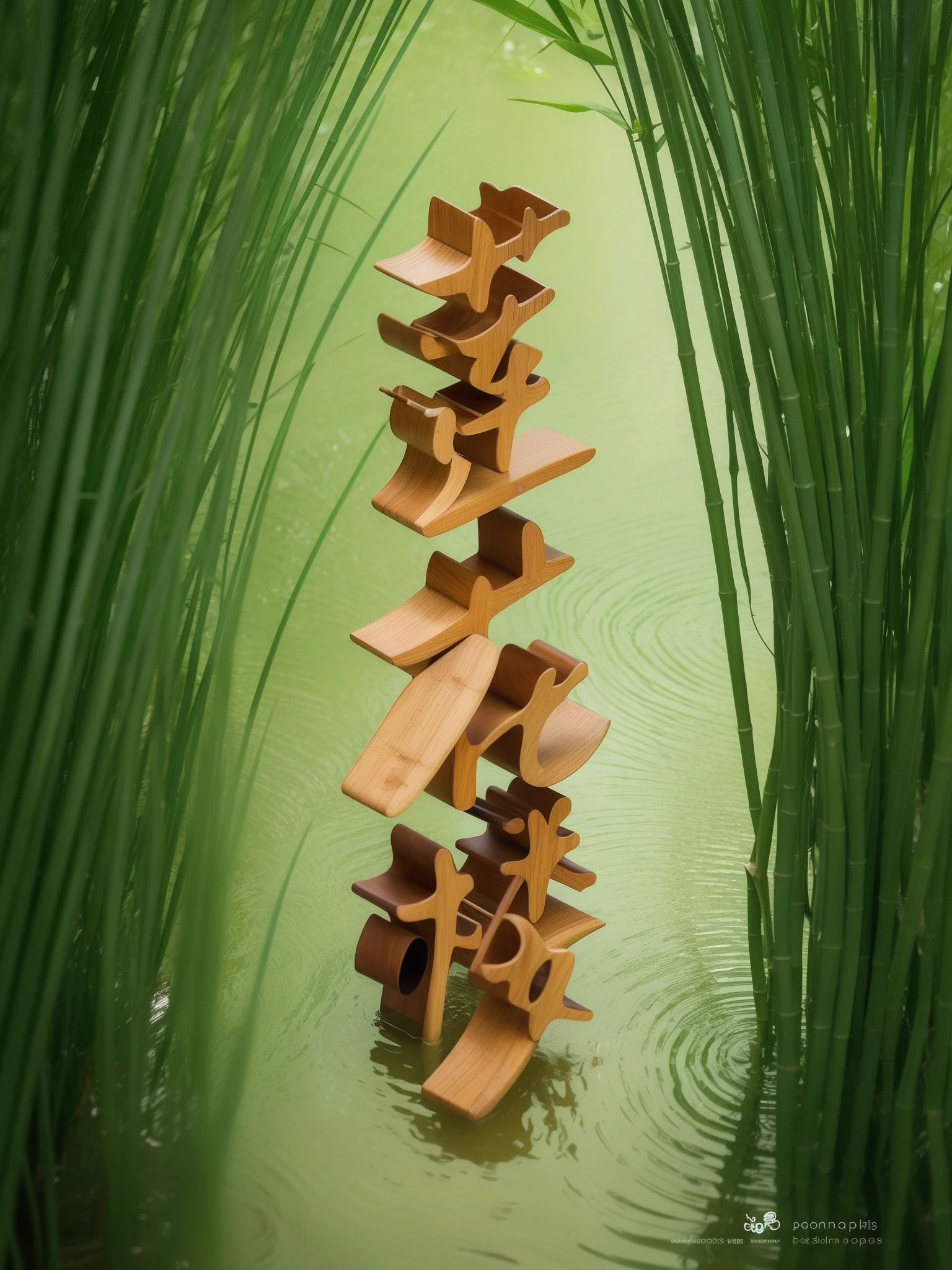bamboos,Bamboo leaves,rivulets,teacup,chess,steins,Water,water dripping,the detail,abundance