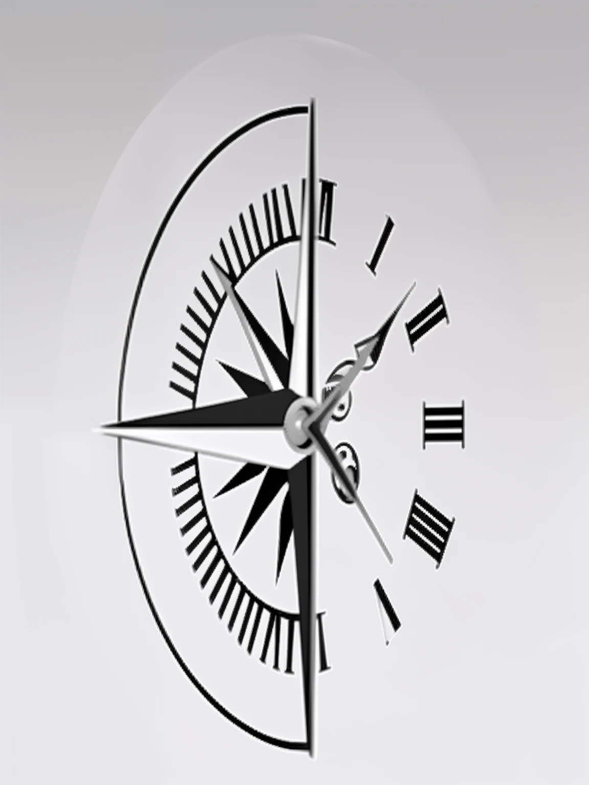(max quality) (sem sombra) fusion of a compass and clock