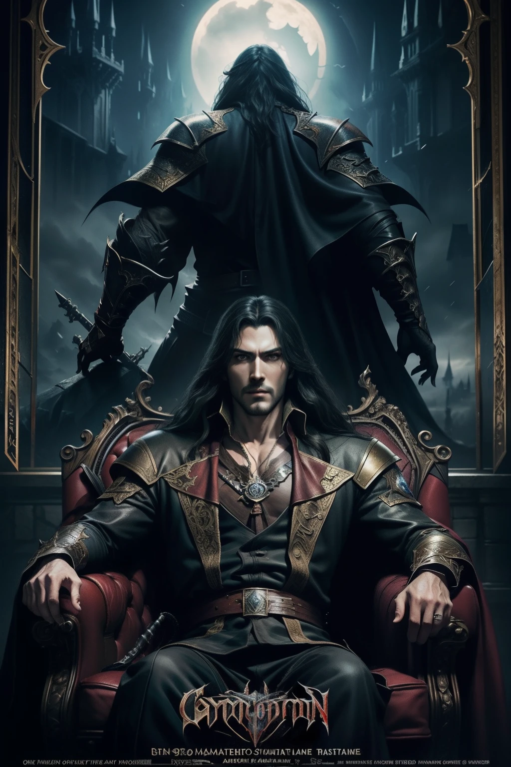 Castlevania Lord of the Shadows hyper realistic super detailed Dynamic poster advertising movie masterpiece hyper realistic