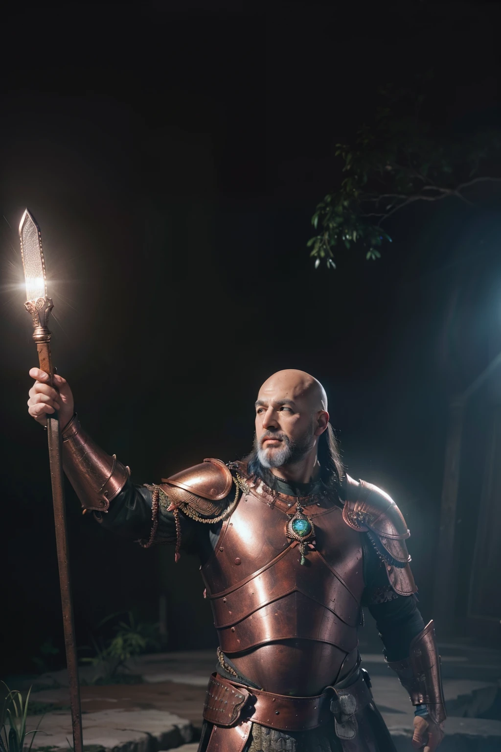 (Professional 3D rendering:1.3) de (Realistic:1.3) foto de arte mais bonita do mundo,soft features, Brilliant male Thracian kings, ((Thracian king fat wet hero serious bald bald look without beard and happy expression in dynamic pose, fantastic location, majestoso ambiente desordenado)), corpo inteiro 8k unidade render, action shot, poros da pele, very dark lighting, sombreamento pesado, circunstanciado, rosto detalhado, (Vibrando, fotografia realista, Realistic, Dramatic, Escuro, foco nítido, 8k), (Thracian leather armor and old copper scales:1.4), ((((Use escamas de cobre)))), (intrincado:1.4), decadente, (altamente detalhado:1.4), Pintura digital, rendering by octane, art stations, conceito-arte, liso, foco nítido, illustration, germe da arte, (Loish:0.23), Wlop Ilya Kuvshinov, e greg rutkowski e alphonse mucha gracias, (global ilumination, studiolight, light volumetric), chuva forte, floating particles, patife, fantasia, Nosso, Corpo inteiroesbiano, ((Fundo escuro e antigo de litoral:1.3)),CGSesociedade,art stations