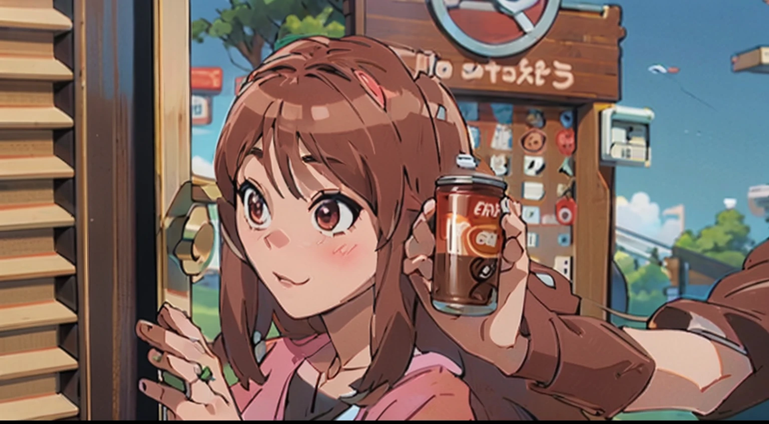 animesque、Delicate、Brown hair、Black Canned Coffee、Kawaii Girl