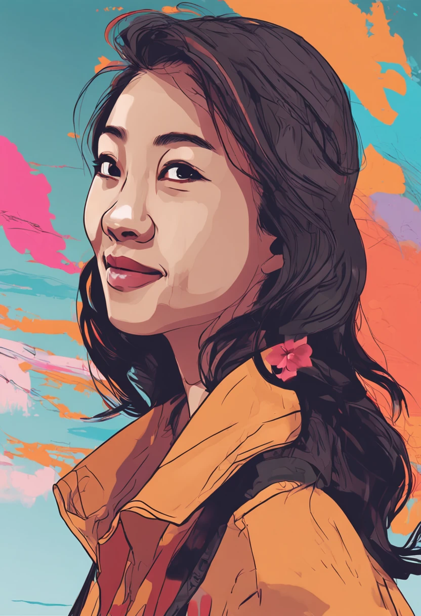 Casual and smiling Asian woman