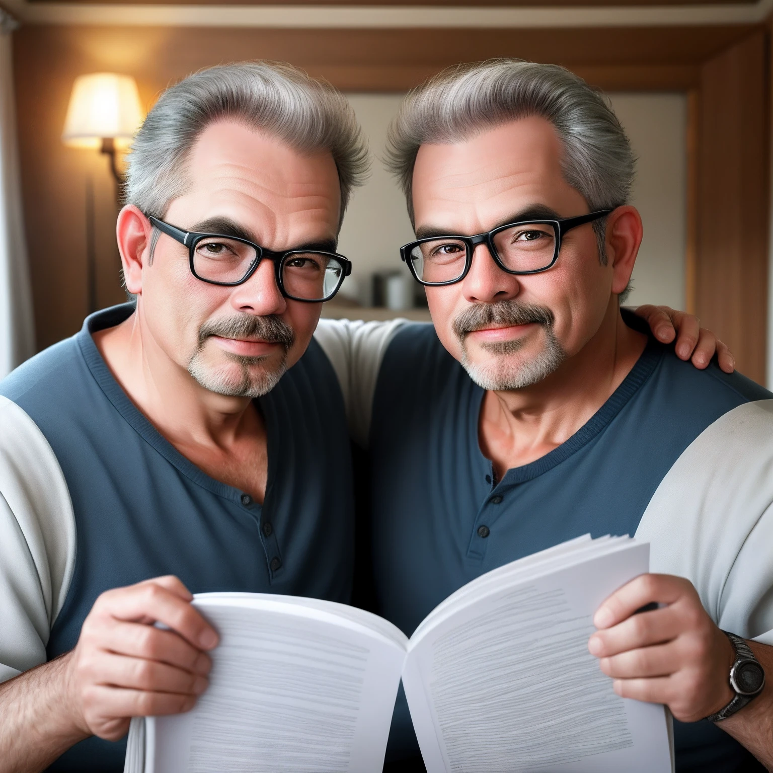 Twin brothers,age 55,magister,onbed