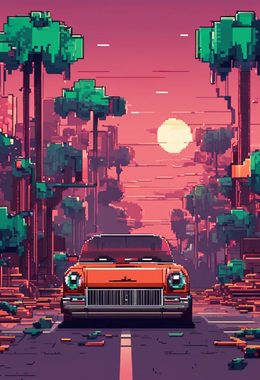 Car with pixel art