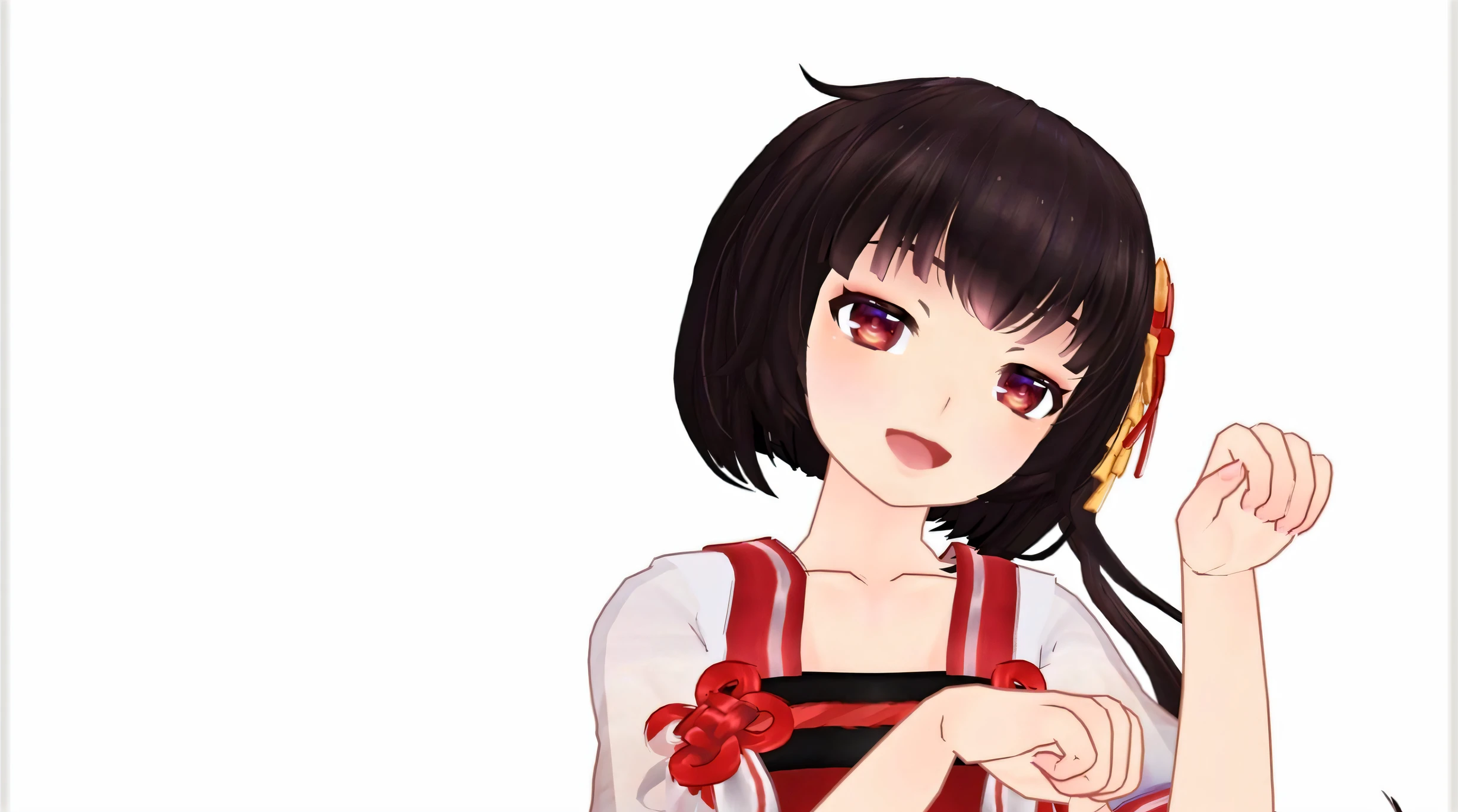 Anime girl with red apron holding comb and comb, anime moe art style, sakimi chan, anime visual of a cute girl, render of april, Ayaka Genshin impact, shikamimi, cute anime waifu in a nice dress, shirabii, made with anime painter studio, Cute anime girl, hanayamata