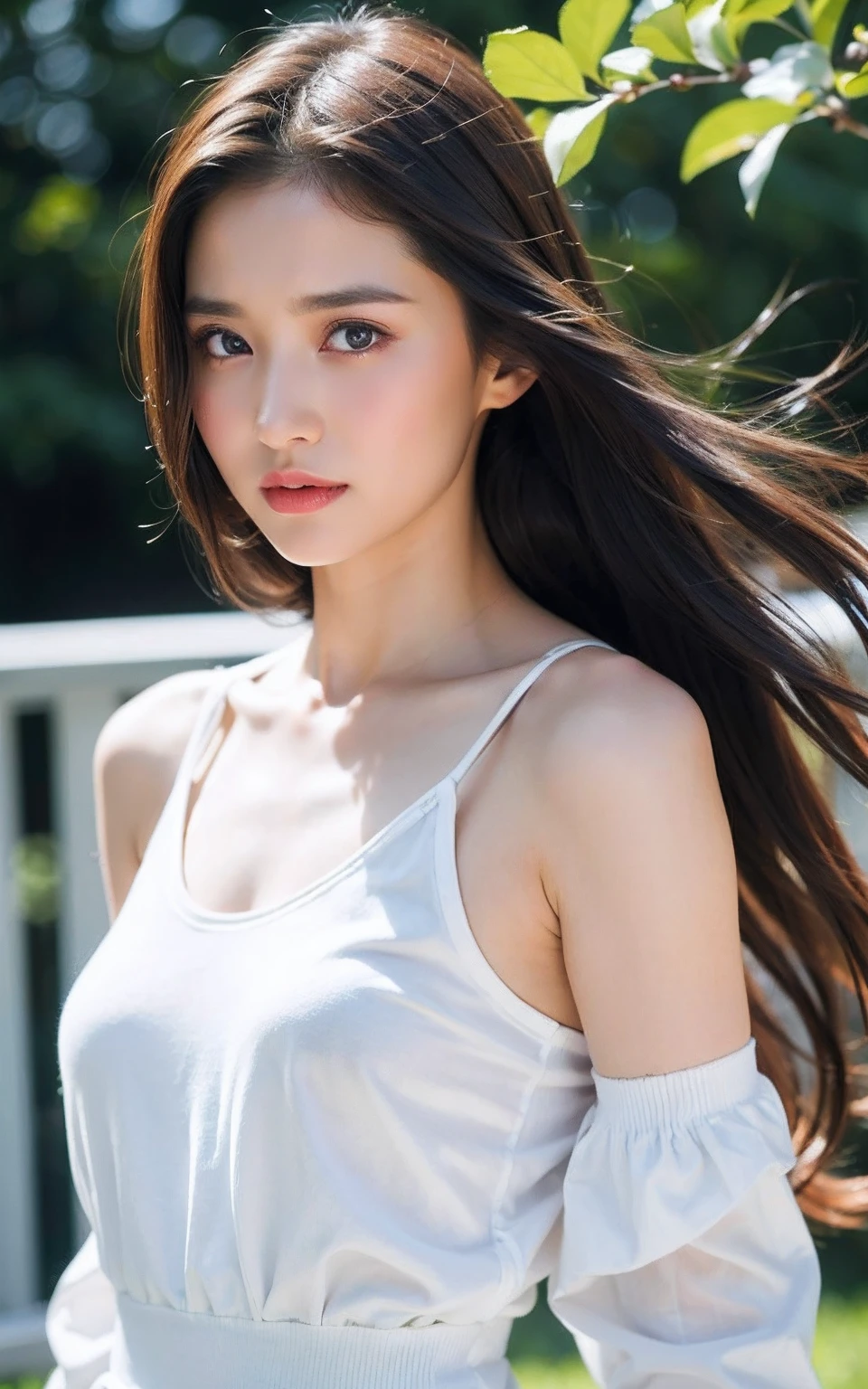 (Raw photo, Best Quality), (Realistic, Photorealsitic:1.3), masutepiece, Extremely delicate and beautiful, Soft light, (Brown hair, Shoulder-length straight hair swaying in the wind), Beautiful detailed girl, (Detailed fingers), extremely detailed eye and face, beautiful detailed nose, Beautiful detailed eyes, 1 girl, Japanese, Neat and clean beauty, Cute,  Crying face、 (dress shirts),  (Half body:1.3), (medium breasts), Realistic face, Realistic body,