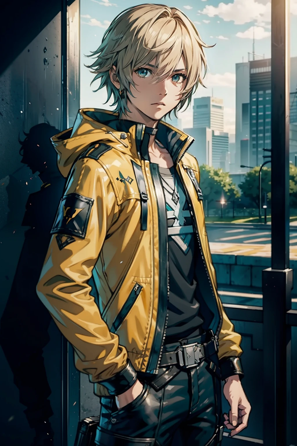 young boy, hope final fantasy XIII, Final Fantasy XIII, 4k, Hope Estheim, wearing yellow jacket, game outfits
