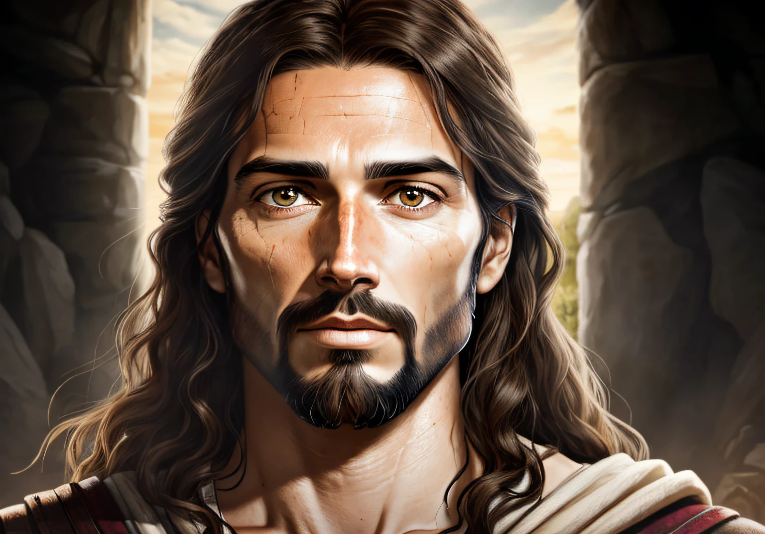 Face of Jesus, realistic epic