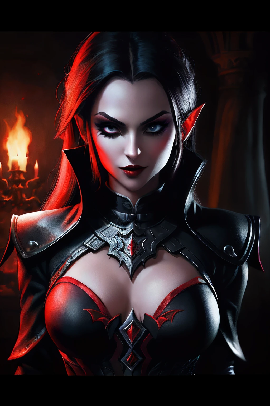 Close-up of a woman in a black and red suit, A vampire from the Toreador clan, female vampire warrior, beautiful vampire queen, Beautiful female vampire queen, female vampire, succubus | medieval, Beautiful vampire woman, The Vampire Queen, beautiful succubus, beautiful elegant demon queen, Vampire Girl, Fantasy Vampires, Dark Vampire, female vampire, The Evil Sorceress