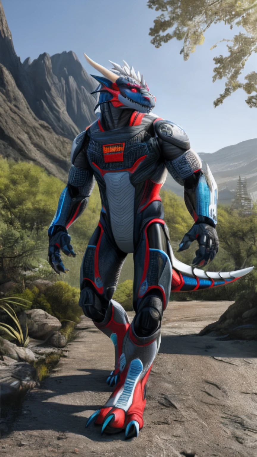 Bionic robot dragon,male,Android,Red Lingeri,slippers,whitestocking,Beaten outdoors,HD graphics,Detailed and realistic,high detal,high qulity,photo-realistic,photorealistic eye,Detailed paws,Clear eyes,Masterpiece artwork,Five-fingered hands