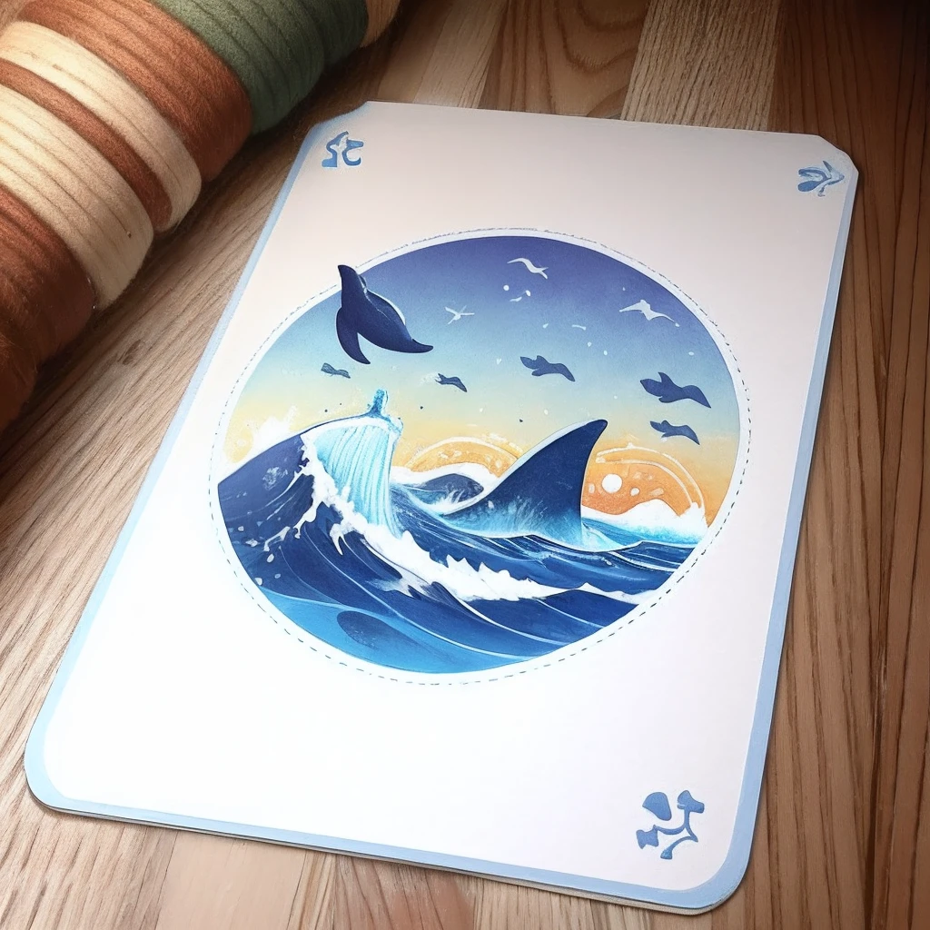 Design access cards that can be used without causing waste.. There is a sea theme and whales.