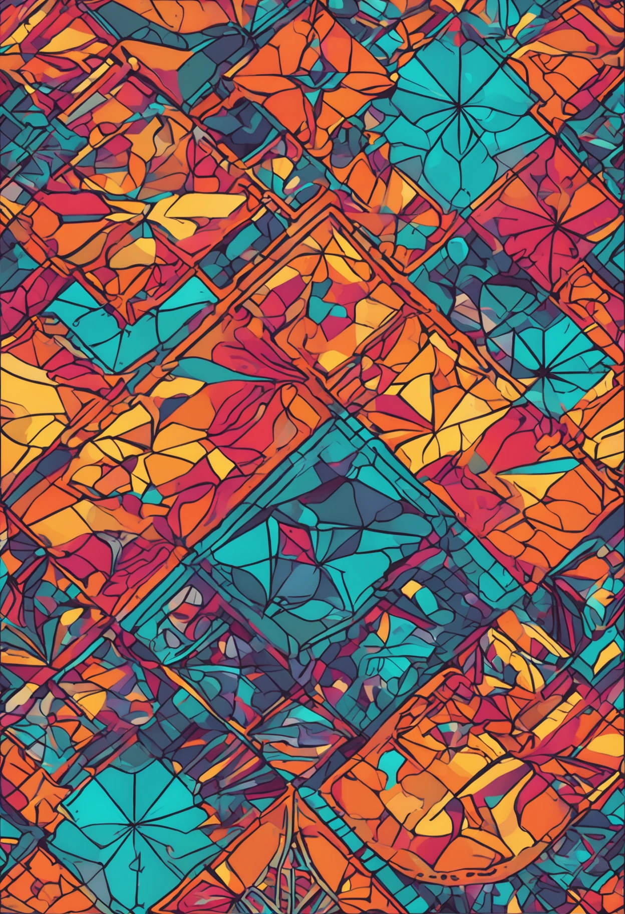 psychodelic pattern, strong colors, asymmetrical forms -tile