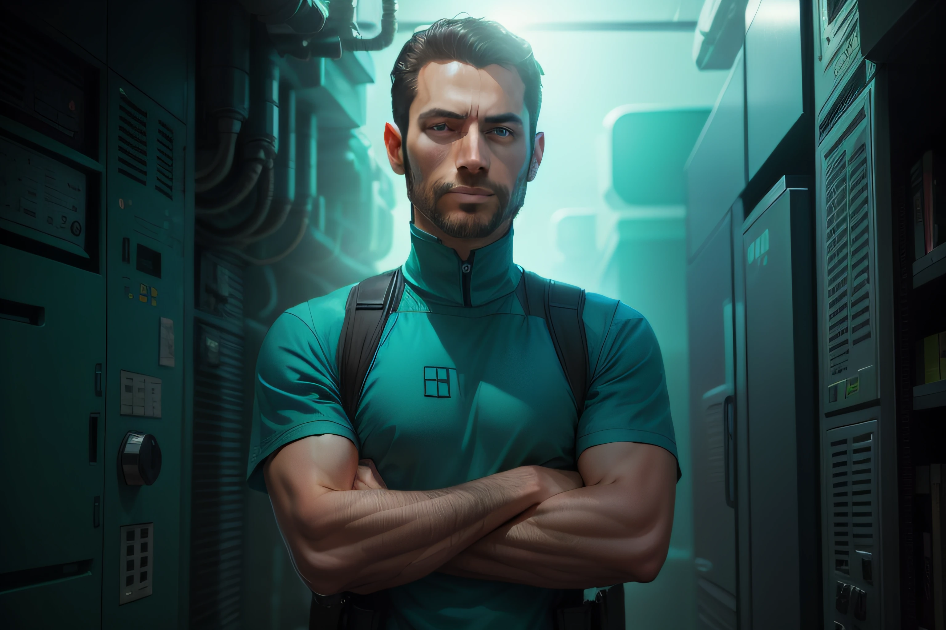 Sci-fi in the style of Blue-green