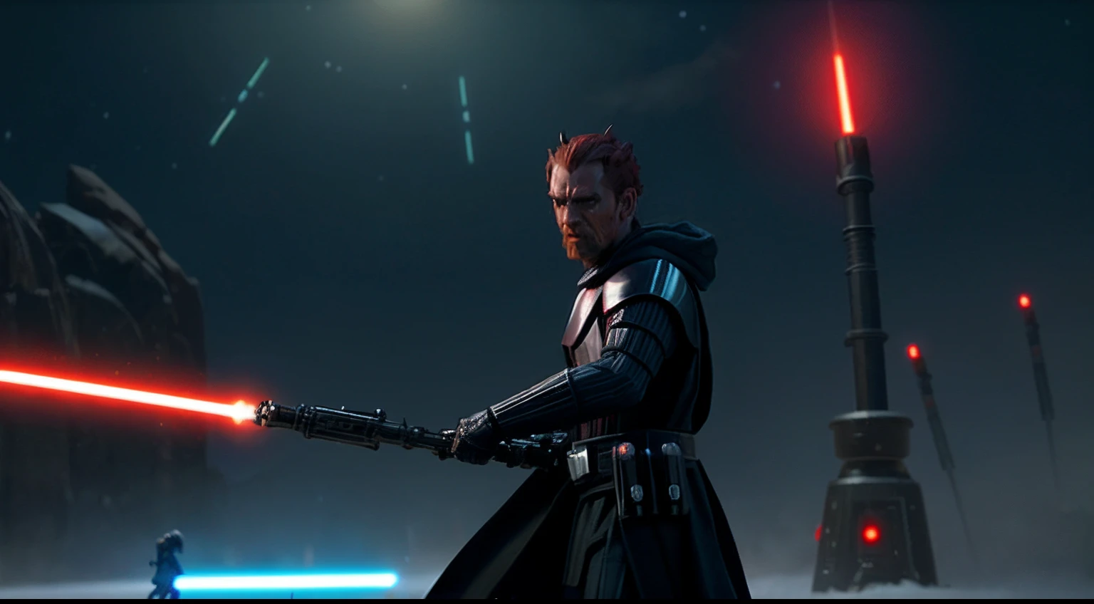 darth vader lights up the lightsabed lightsabed lightsabed lightsabed lightsabed lightsabed lightsabed lightsabed lights, darth maul, from the phantom menace, dramatic duel of the fates, without lightsaber, darth maul in gears of war, sith, movie screenshot from star wars, holding lightsaber 4 k