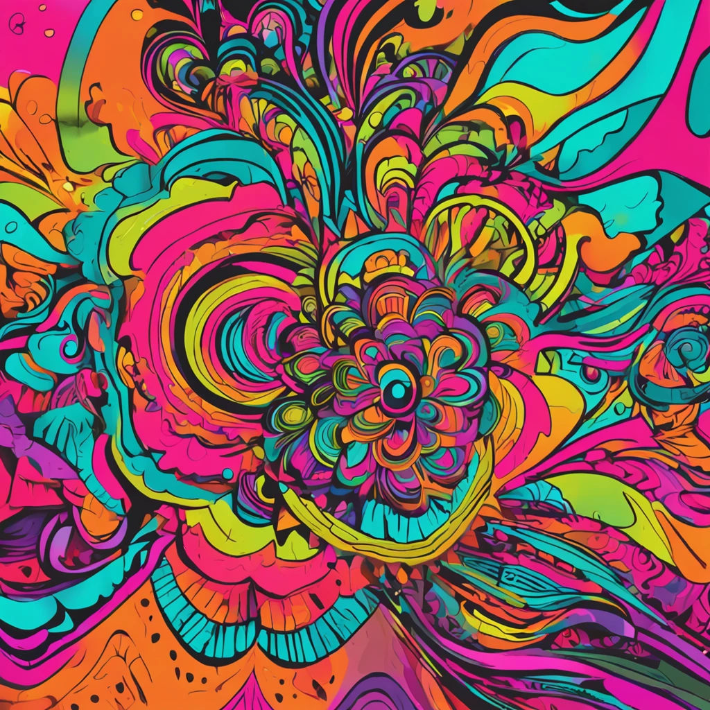 Psychedelic pattern, cores fortes, formas