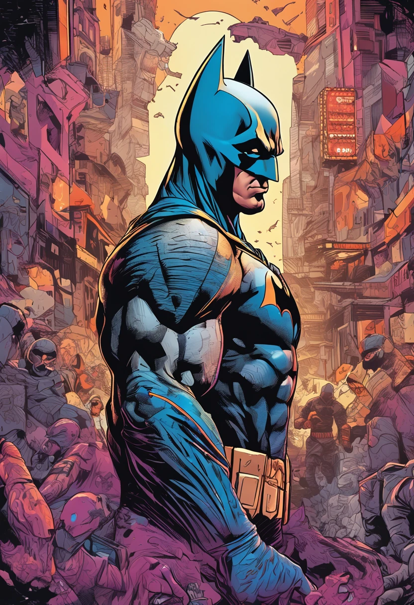 Batman, TM Ninja, poster style, icons, vibrant colors, vector style, digital art, 4K, intricate details, mesmerizing, professionally made, beautiful vector illustration, 12K resolution, 3D, all characters in detailed full body, highly detailed, vibrant, ultra high quality, Hyperrealism, Photorealism, octane render]