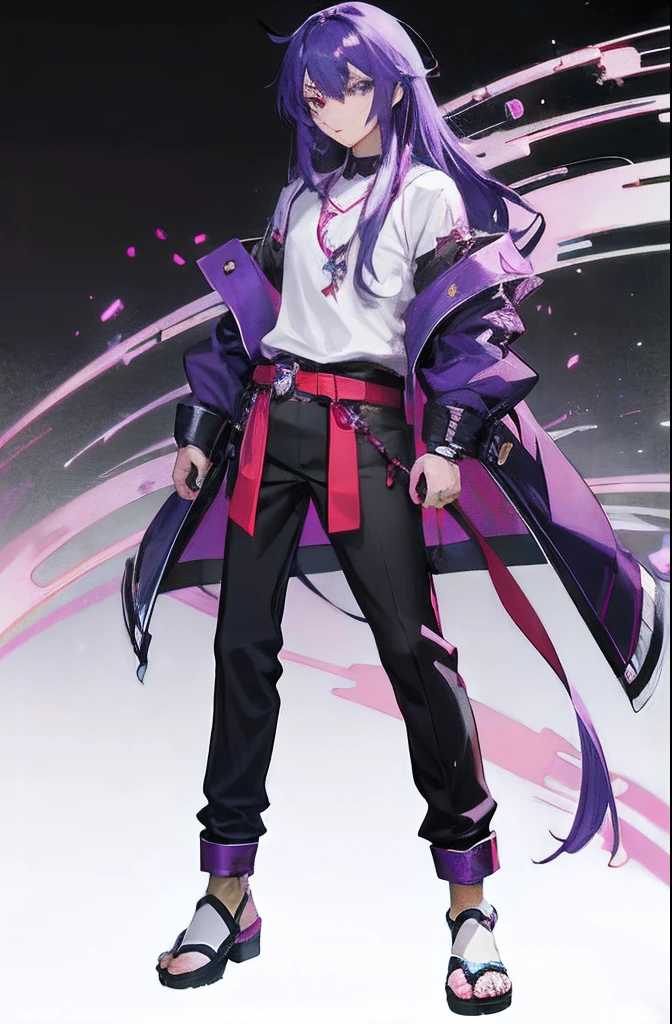 anime character with long hair and purple hair standing in front of a black background, anime style character, official character art, character artwork, male anime character, anime character, official character illustration, clean artstyle, style anime, anime artstyle, male anime style, high quality anime artstyle, epic anime style, anime character art