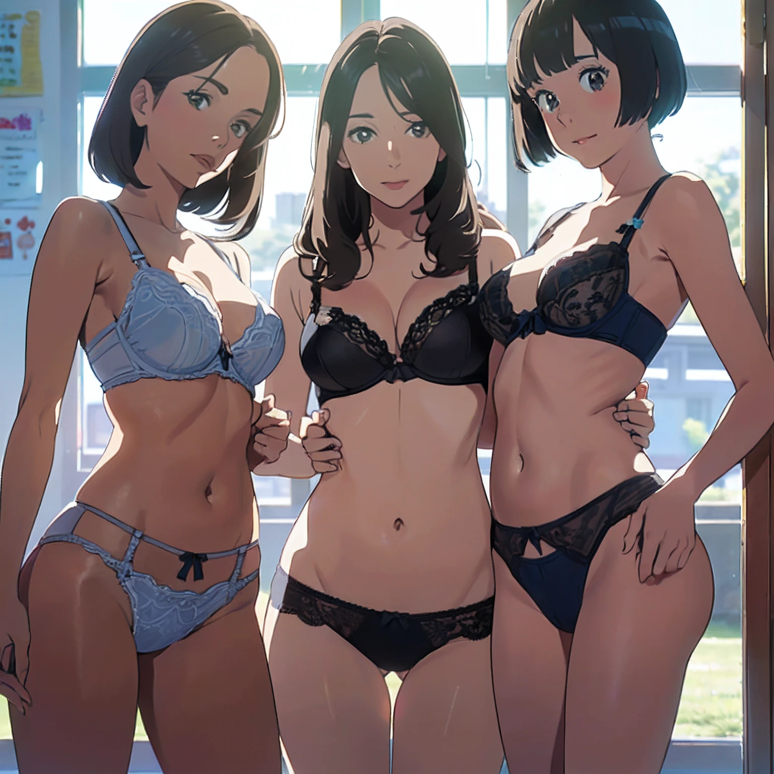 (((((incredibly ridiculous)))), ((Absurdo)), estilo anime, (one adult woman and three  boys),an adult woman and three boys together in the park,((uma mulher em lingerie)), three elemenin casual dress style,((Pistas)),((In a bra)), lingerie, Three Elementary School Boys  (3Meninos,kindergarten Student:1.3),tour, Kinderga, Kindergarten, In a bra, Panties,(large buttocks:1.2),corte de bob,detalhes intrincados, high resolution, natural lighting, (mulheres sem saias),