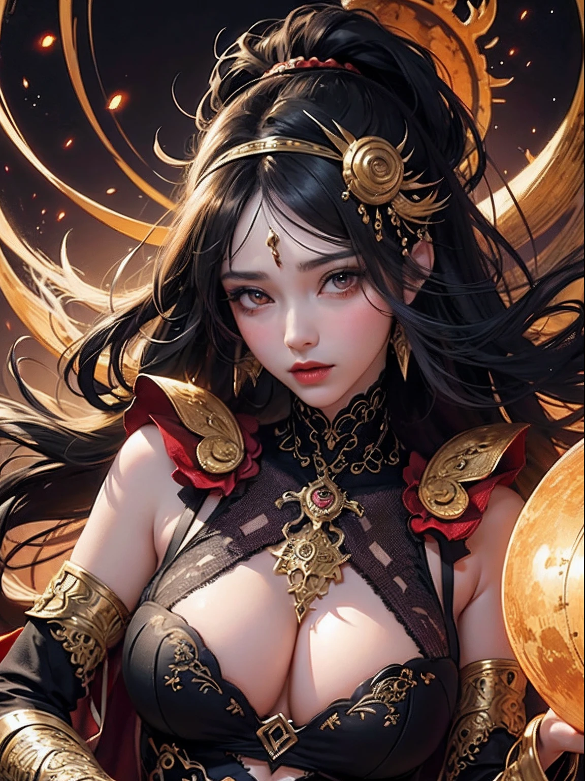 official art, unity 8k wallpaper, ultra detailed, beautiful and aesthetic, scorpion girl, 1 girl, masterpiece, best quality, (zentangle, mandala, tangle, entangle), (fractal art:1.3) , 1girl, extremely detailed, dynamic angle, the most beautiful form of chaos, elegant, a brutalist designed, vivid colours, romanticism, atmospheric, ecstasy of musical notes, streaming musical notes visible, upper body, half body, face zoom, face focuse, detail face, detail eyes, official art, masterpiece, sharp focus, (beautiful gorgeous cute Korean woman:1.3), (beautiful cute korean:1.3), korean beauty, Delicate and beautiful hair and eyes and face, realistic, ultra detailed, beautiful girl, glow white particle, (sidelighting:1.2), very large hips, scenery, long straight hair, sexy facial expression, dynamic hair, long straight hair, detailed black long hair, glow red eyes, sexy, in the dark, deep shadow, low key, cold light, dynamic light, cinematic lighting, cinematic lighting, mature woman, face closeup, face detail, red lips detail, scorpio girl, scorpio girl zodiac, scorpio sign as a tatto, very detail eyes, detail faces, face detail, detail, utra detail, very detail, highly detail, black hair, scorpion girl,