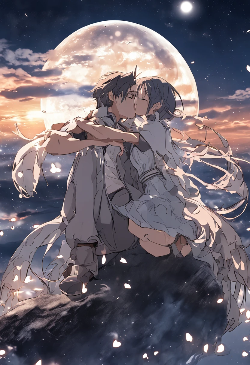 anime characters in a dark sky with a full moon, Arte de Espada Online, Anime Estilo Estrela, estrela, top 25 fantasy anime series, Kirito, asuna, São Paulo, Asuna Yuuki, papel de parede anime ultra hd, Arte HD, Papel de parede anime HD, hd Anime Wallaper, Feliz!!!, anime hd wallpaper, Anime HD, Anime Wallaper