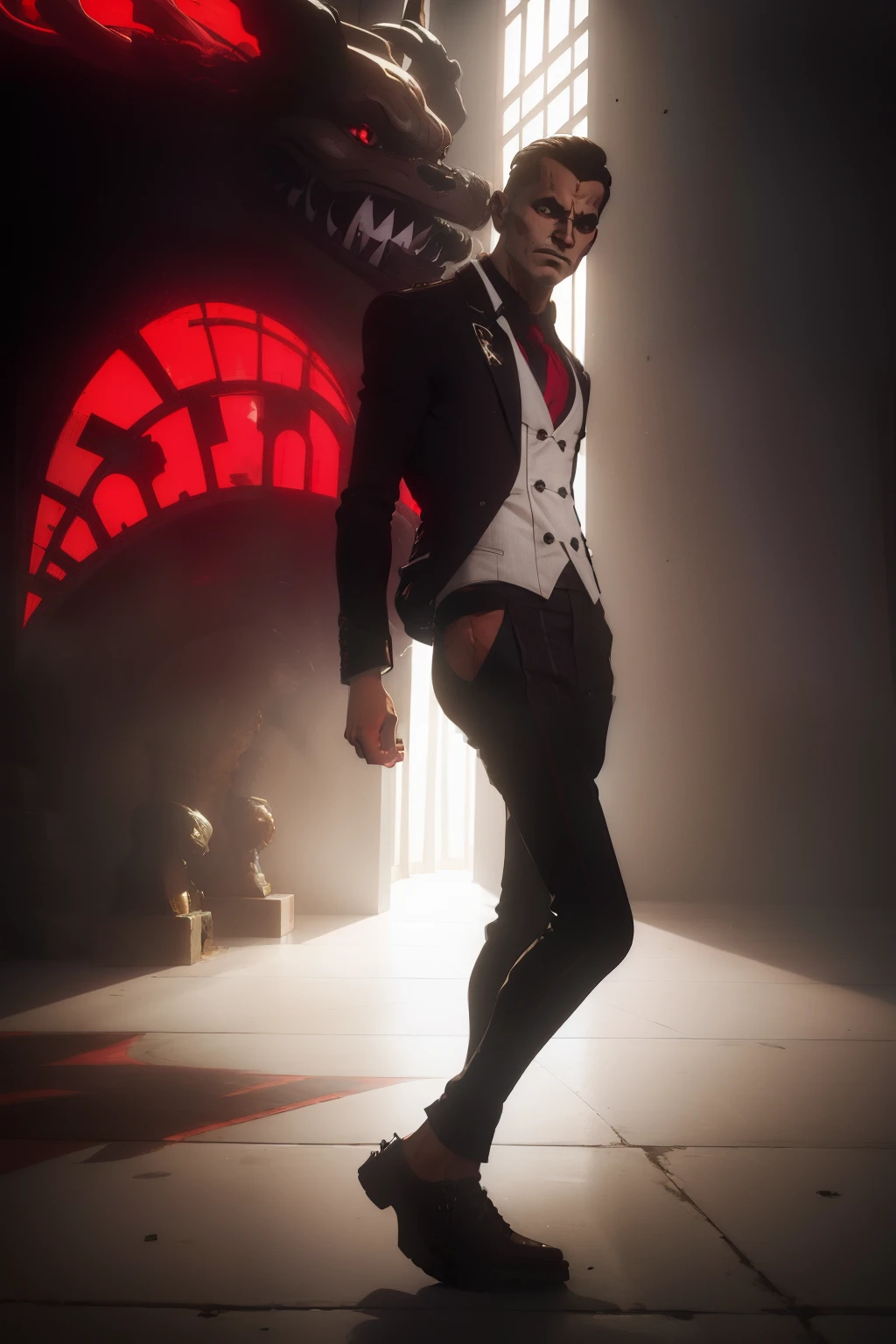 Man posing for photo in stylish outfit inspired by a creation of the cruel devil