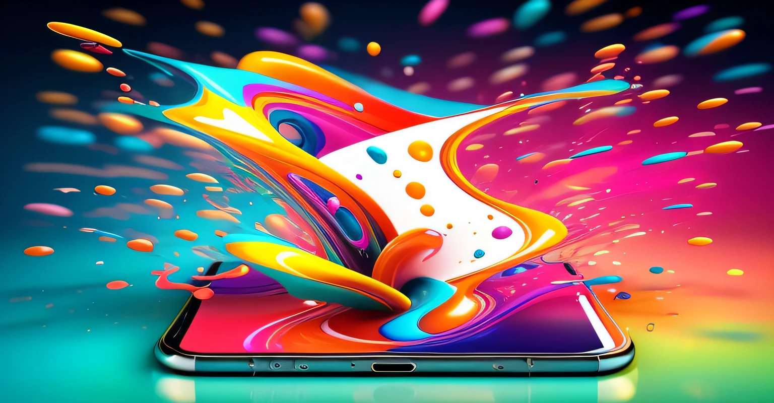 a close up of a cell phone with a colorful liquid splash coming out of it, hd phone wallpaper, phone wallpaper hd, 3d digital art 4k, colorful hd picure, beautiful iphone wallpaper, colorful 8 k, wallpaper mobile, colorful 4k, colorful digital art, 8k hd wallpaper digital art, iphone wallpaper, digital artwork 4 k, full colors hd
