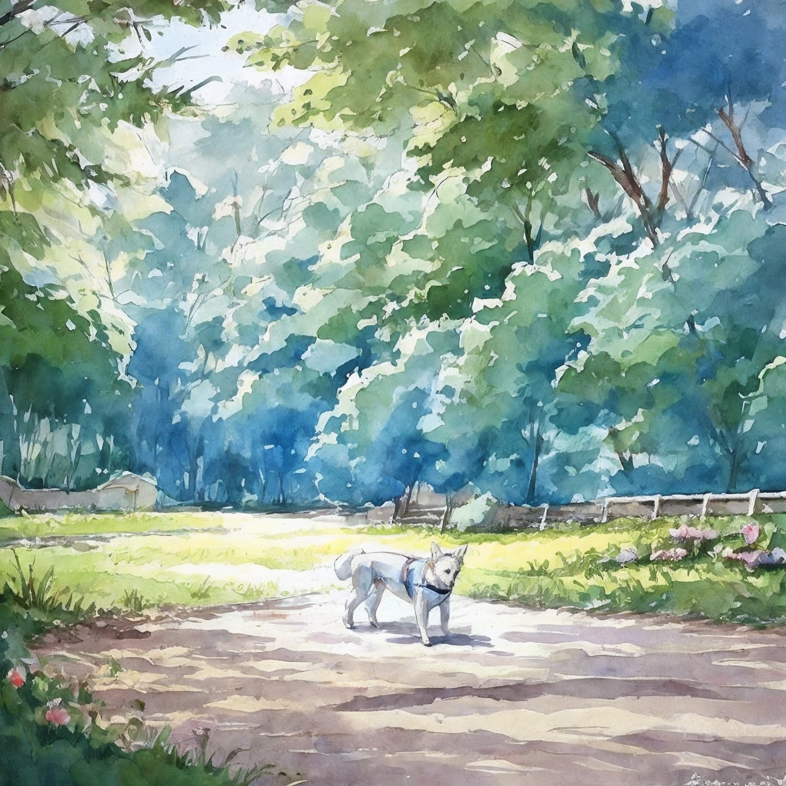 Bipedal dog working hard for its master、cute little、charicature、aquarelle --auto