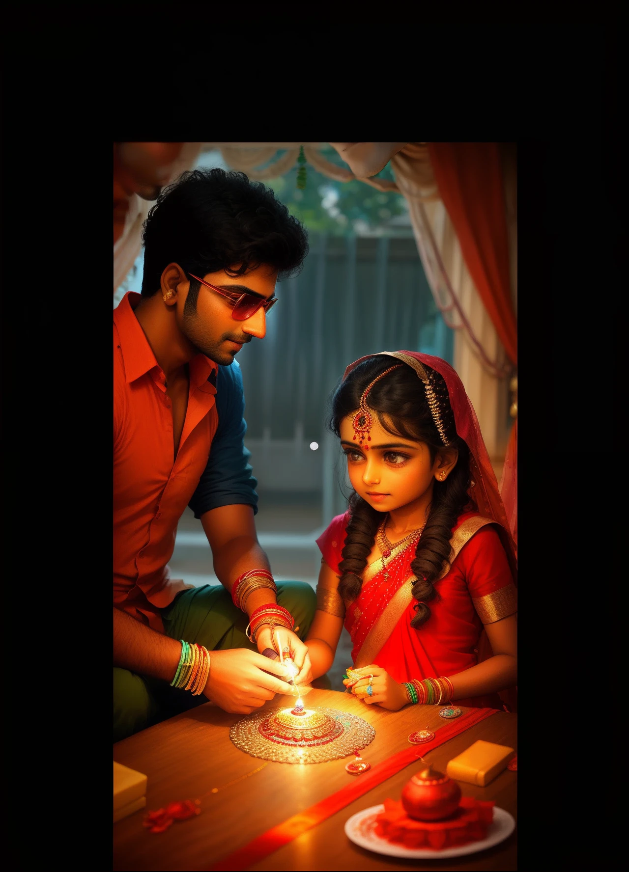 Brother and sister tieing raksha bandhan