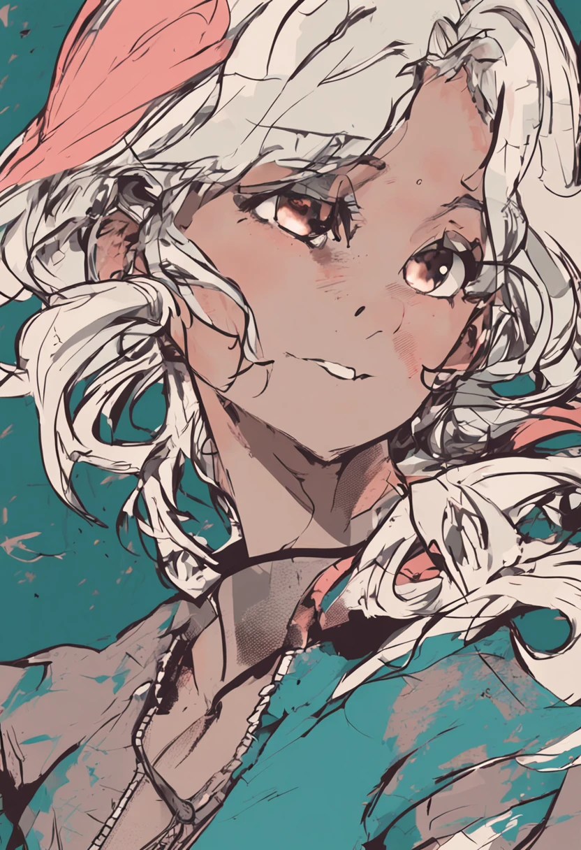 I want you to generate an image in a manga style/Anime. It must be a cheerful and smiling girl, qui marche rapidement, un peu sautillante, from the front but a little turned to the right, le pied droit en avant, a bit in the same posture as you did on the 2nd image before
