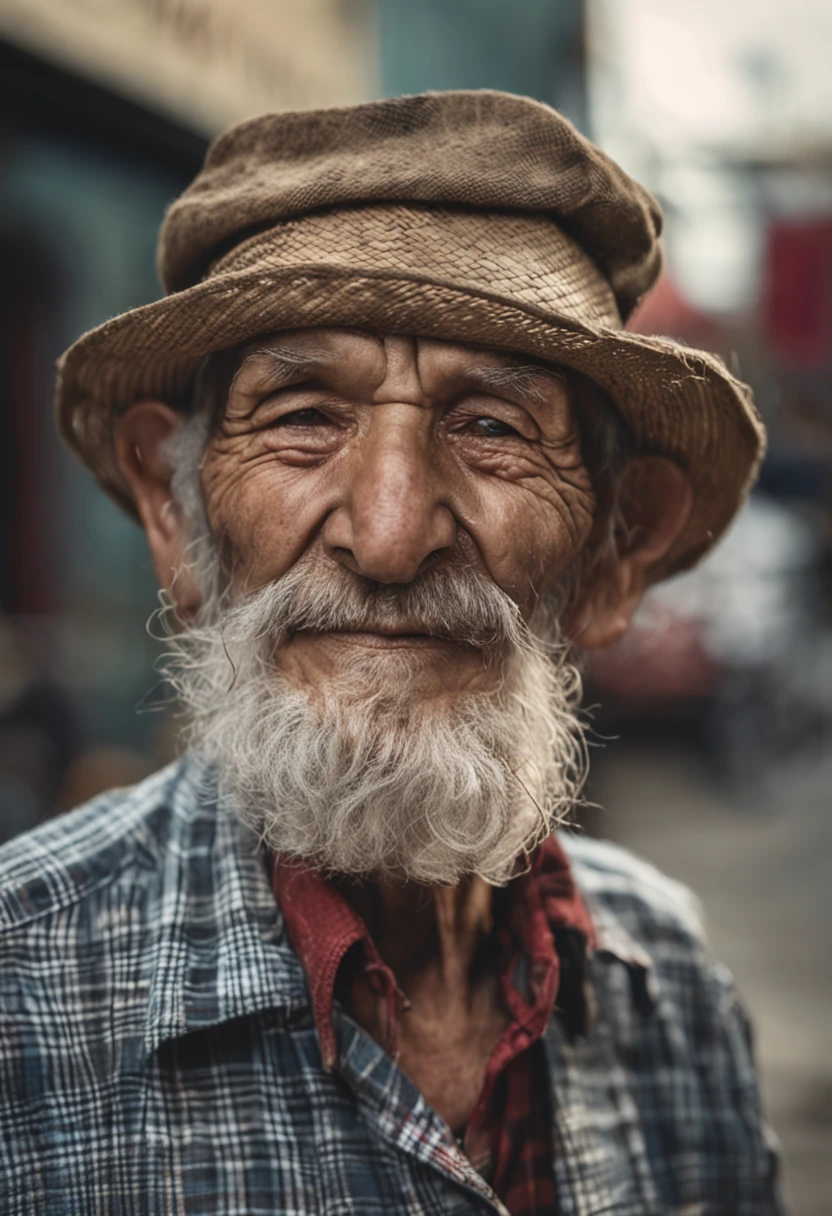 there is a man with a beard and a plaid shirt, a portrait by Matthias Weischer, pexels contest winner, sumatraism, portrait photo of an old man, portrait of a old, portrait of an old, dramatic portraiture of namenlos, old man portrait, beautiful portrait of a hopeless, the look of an elderly person, an old man