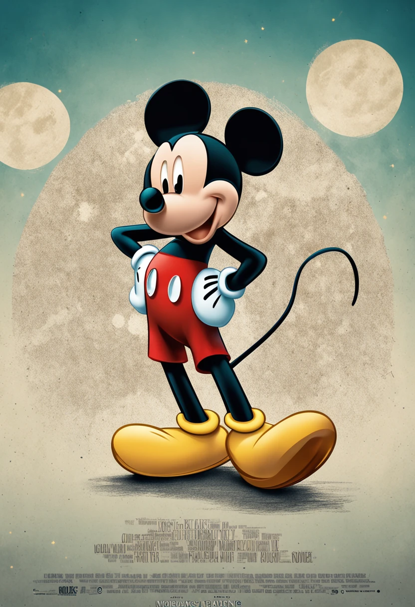 "Create a high-resolution Disney movie poster showcasing Mickey Mouse."