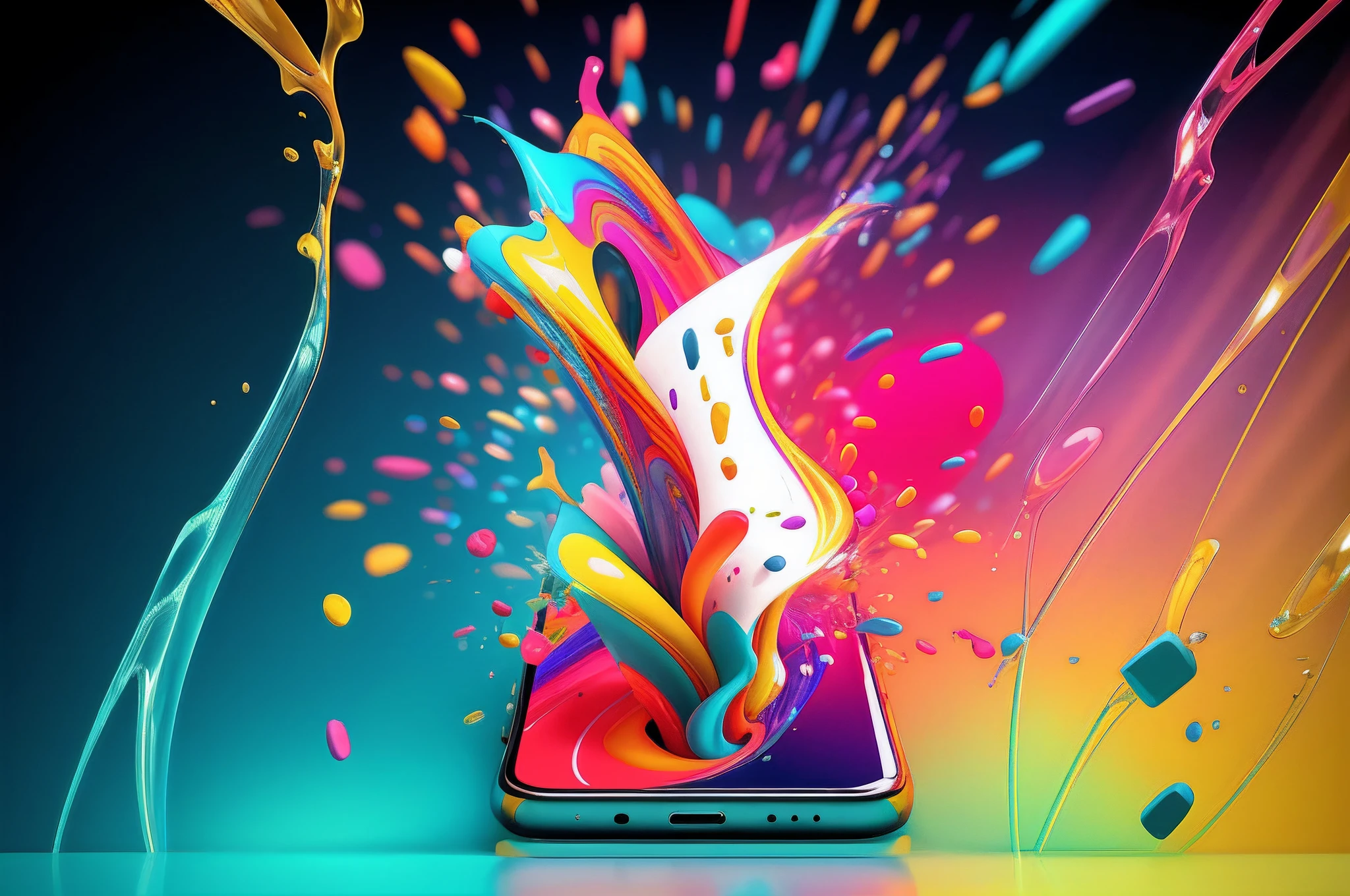 a cell phone with a colorful pop art style tissue coming out of it, hd phone wallpaper, phone wallpaper hd, 3d digital art 4k, colorful hd picure, beautiful iphone wallpaper, colorful 8 k, wallpaper mobile, colorful 4k, colorful digital art, 8k hd wallpaper digital art, digital artwork 4 k, iphone wallpaper, full colors hd