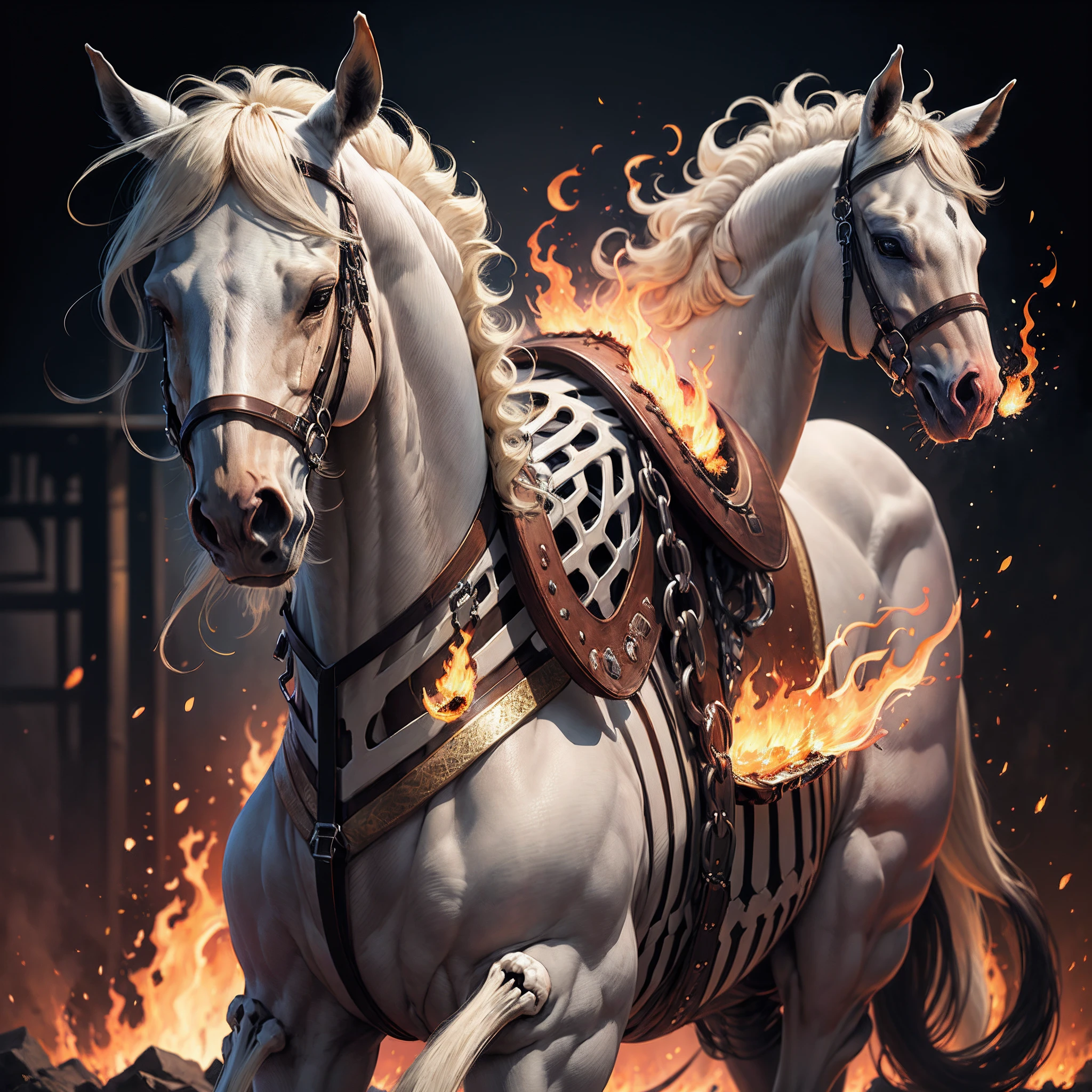 Skeleton fire horse