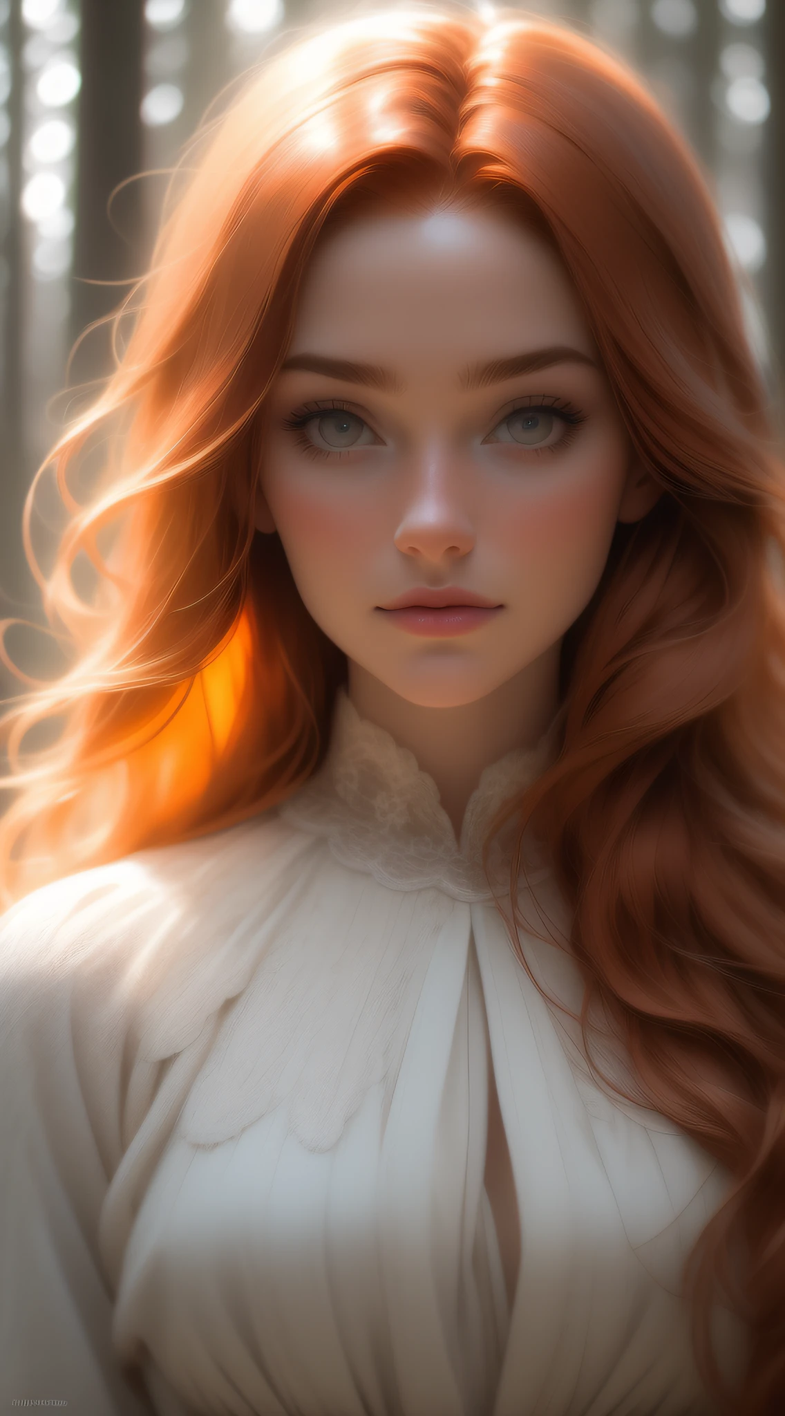 close up of a european woman, ginger hair, winter forest, natural skin texture, 24mm, 4k textures, soft cinematic light, RAW photo, photorealism, photorealistic, intricate, elegant, highly detailed, sharp focus, ((((cinematic look)))), soothing tones, insane details, intricate details, hyperdetailed, low contrast, soft cinematic light, dim colors, exposure blend, hdr, faded