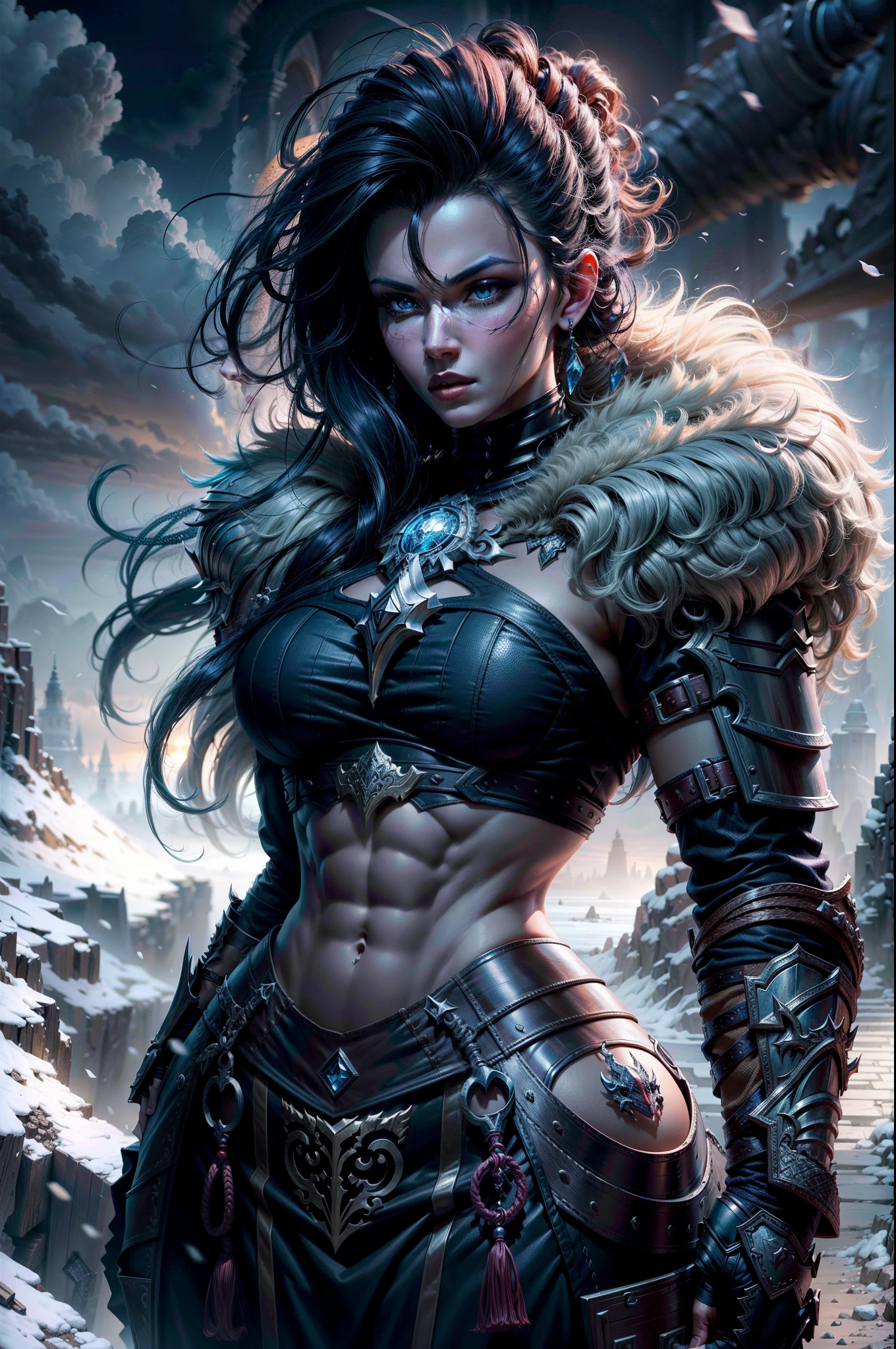 Senhora Cavaleiro，Anatomia correta，epic fantasy digital art，tmasterpiece，8k，high-definition resolution，desenho detalhado，Qulidade Superior，, Epic composition,
