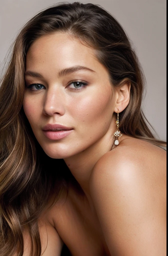 highly detailed portrait of the most beautiful woman posing elegantly, charm and sexy, insanely detailed most beautiful face with cheek dimples!!, face like "combination of Gisele Bundchen’s and Jennifer Lawrence’s and Jennifer Hawkings’s faces"
