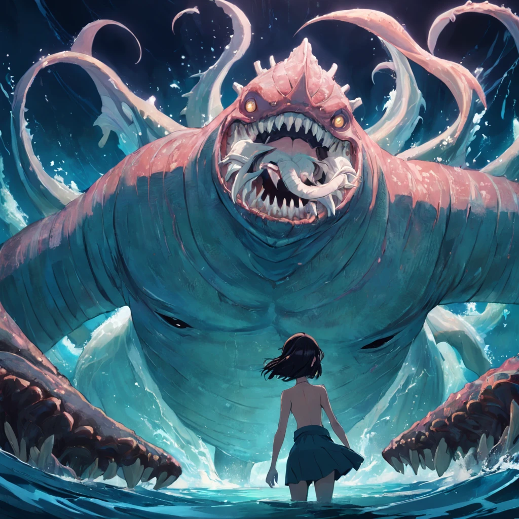 una sirena, con un estilo monstruoso pero lindo, con referencias eh inspiracion en el cineasta guillermo del toro