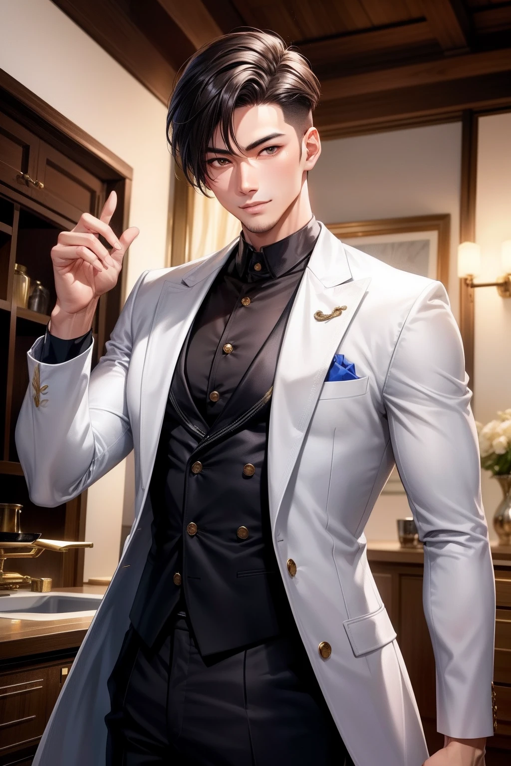 1 man, (male model) hot skin, masterpiece, best quality, most handsome man in the world, by Shen Quan, perfect body, beautiful male model, an attractive man 18-24 years old aesthetic, blossoms in spring, green fields, spring, plains, trees, flowers, blue sky, rough and handsome young man in white transparent robe, white transparent fabric, shirtless jacket shoulders, exposed chest muscles, exposed thighs, ((exposed transparent white briefs)), (male focus), (smooth body)), smile, super cute, dynamic pose, cool and seductive, dramatic lighting, full body shot, full body shoot, young face, full body, body hairless, skinny tall, fit body, dominant, white or white skin, young face, firm body, hd, natural flesh tone, soft light, highly detailed, looking at the audience, photography, detailed skin, real person, realistic, photorealistic realistic, crazy detail, facial detail, hype maximization, hype surrealism, film, telephoto, lighting complex detail , Highly detailed, Highly detailed, Digital painting, artstation, concept art, smooth, sharp focus, illustration, Unreal Engine 5, 8K, art by Ross Tran and Greg Rutkowski and Alphonse Mucha, UHD, 8k, Show men only .8k Ultra HD, DSLR, dim lighting, high quality, film grain, Fujifilm XT3, male fan, 2-person, two-person model,Asian beauty,vest, tie, toned six pack,handsome, details of male body, details of background, details of everything, oily abs,details of 5 male fingers, details of male body parts