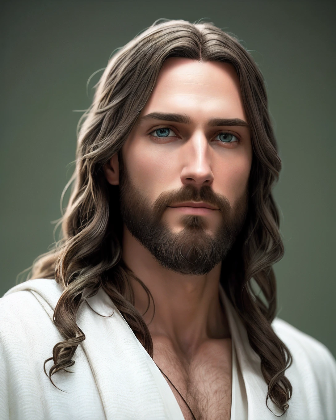 (symmetry),centered,a ((close)) up portrait,(Jesus),a very thin white man with long hair and a beard,wearing a long white robe,35mm,natural skin,clothes detail, 8k texture, 8k, insane details, intricate details, hyperdetailedhighly detailed,realistic,soft cinematic light,HDR,sharp focus, ((((cinematic look)))),intricate, elegant, highly detailed