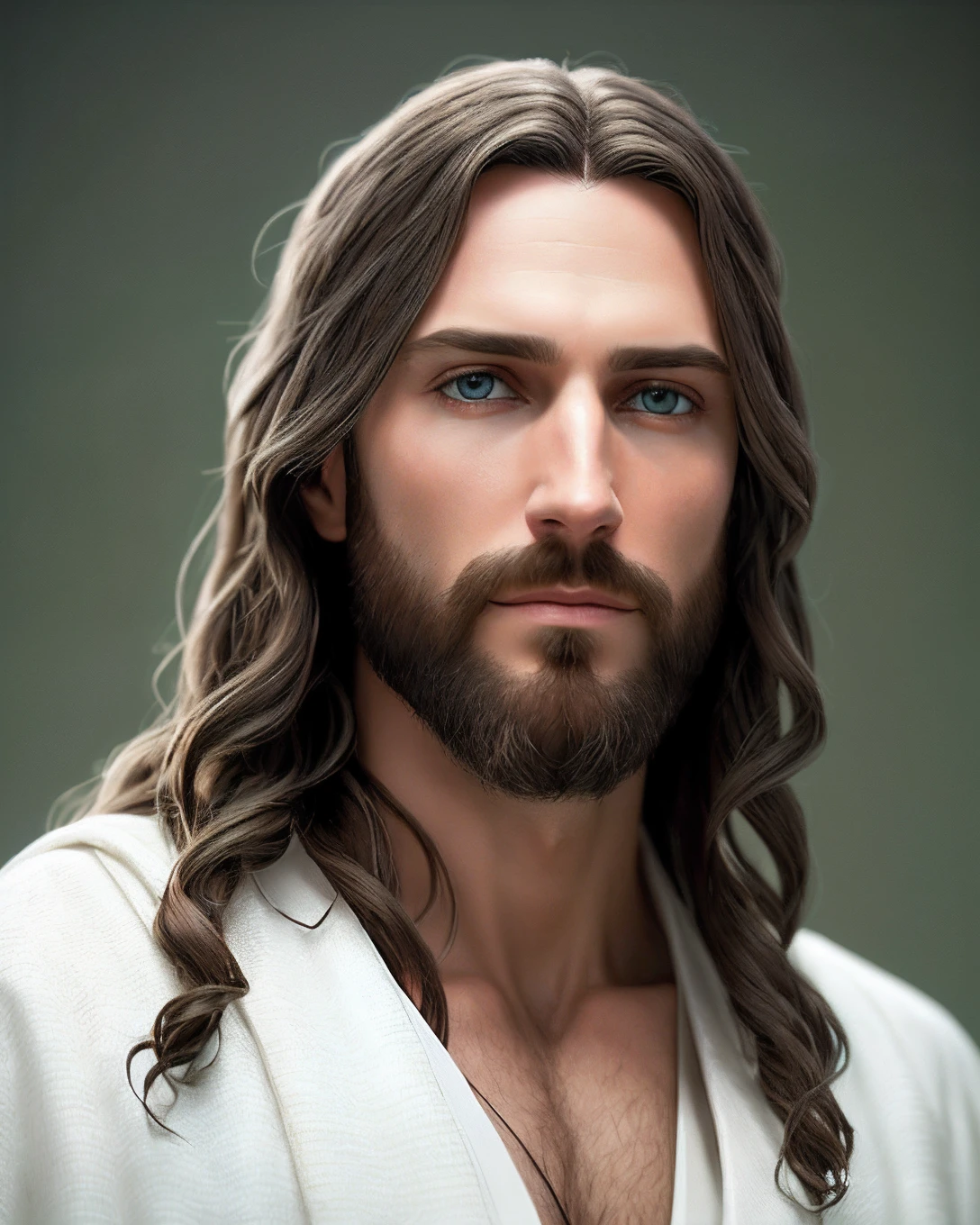 (symmetry),centered,a ((close)) up portrait,(Jesus),a very thin white man with long hair and a beard,wearing a long white robe,35mm,natural skin,clothes detail, 8k texture, 8k, insane details, intricate details, hyperdetailedhighly detailed,realistic,soft cinematic light,HDR,sharp focus, ((((cinematic look)))),intricate, elegant, highly detailed