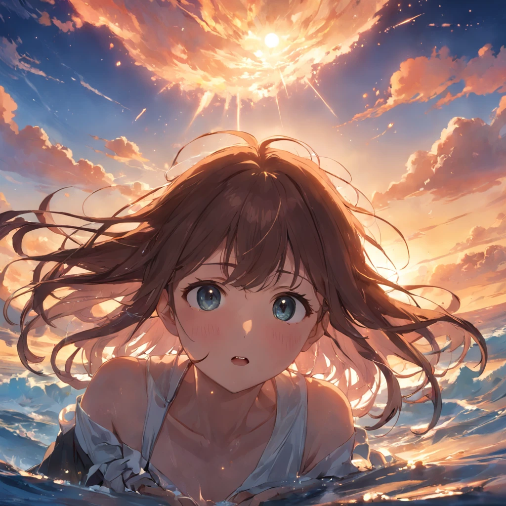 Os sete integrantes do BTS obra-prima, melhor qualidade, filme ainda, floating into the sky, close-up, brilhante, feliz, Soft lighting and Warm, sun sunset, (Sparks: 0,7)